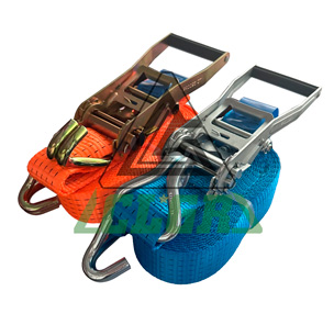 CLGR® 2 Inch Ratchet Straps with Wire / Double J Hooks EN 12195-2 Polyester