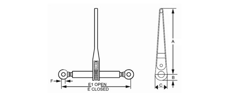 Specifications of CLGR® G70 Ratchet Load Binder US.Fed.Spec (without Links and Hooks)