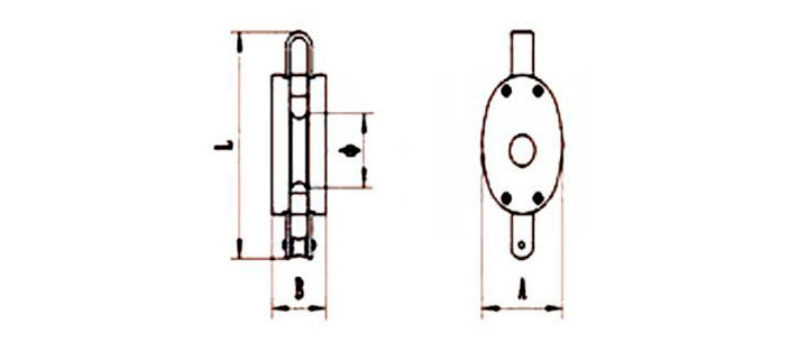 CLGR® Regular Wood Block Single Sheave Without Shackle Diagram