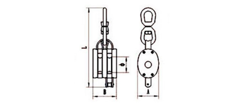 CLGR® Regular Wood Block with Swivel Eye Double Sheave Diagram CLGR® Regular Wood Block with Swivel Eye Double Sheave Diagram