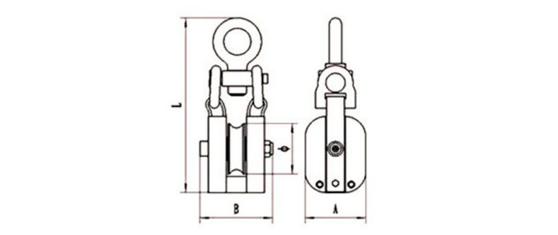 CLGR® Wooden Snatch Block Self-Locking with Eye WSLE Type Diagram