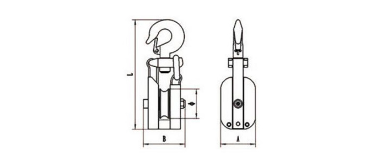 CLGR® Wooden Snatch Block with Hook WSBH Type Diagram