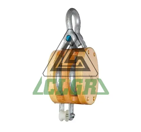 CLGR® Regular Wood Block with Shackle Double Wheel Sheave Function
