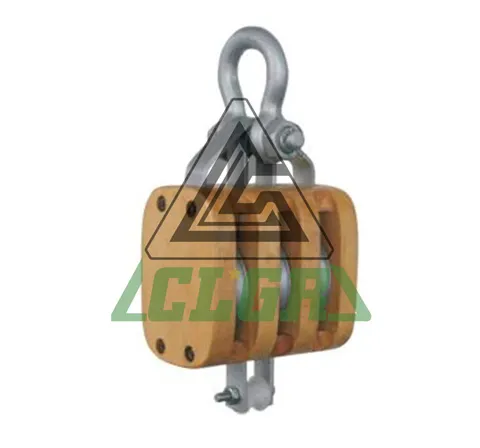 CLGR® Regular Wood Block with Shackle Triple Wheel Sheave Application