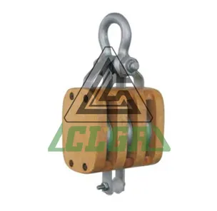 CLGR® Regular Wood Block with Shackle Triple Wheel/Sheave