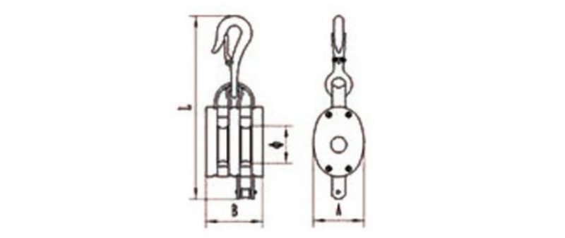 CLGR® Regular Wood Shell Block with Hook Double Sheave Diagram CLGR® Regular Wood Shell Block with Hook Double Sheave Diagram