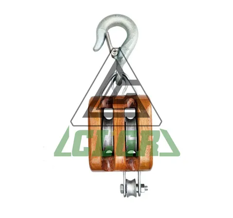 CLGR® Regular Wood Shell Block with Hook Double Sheave Wholesale Manufacturer