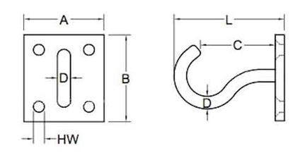 CLGR® Galvanised Steel Chain Hook on Plate CLGR® Galvanised Steel Chain Hook on Plate