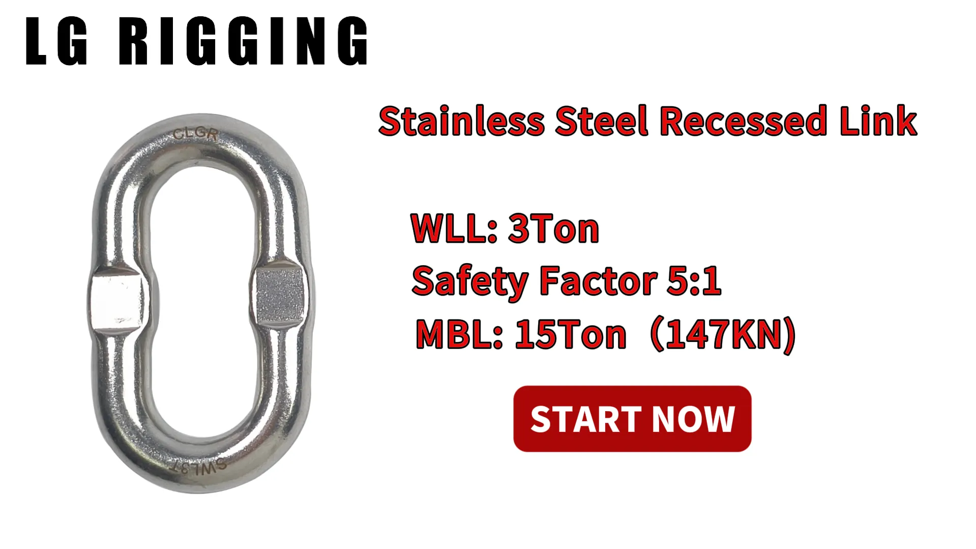 CLGR® Break Test 3T Stainless Steel Recessed Link