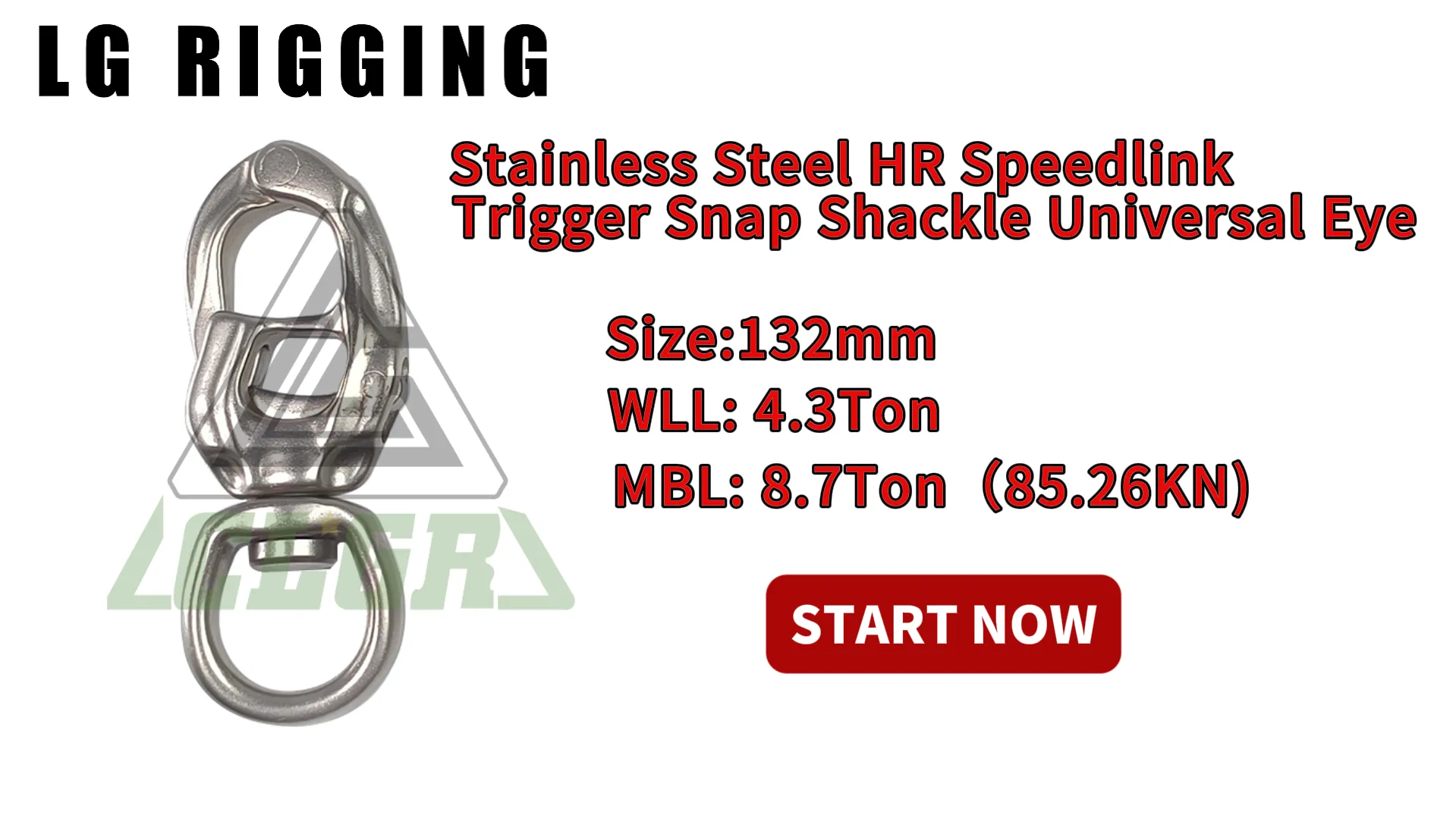 CLGR® Break Test 132mm Stainless Steel HR Speedlink Trigger Snap Shackle Universal Eye