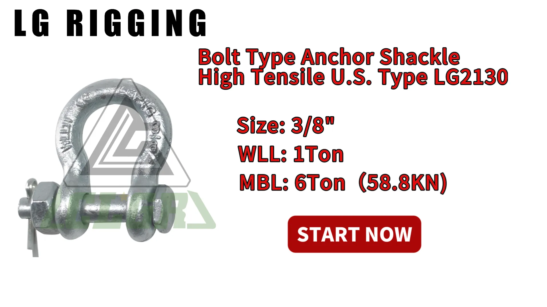 CLGR® Break Test 3/8''  Bolt Type Anchor Shackle High Tensile U.S. Type