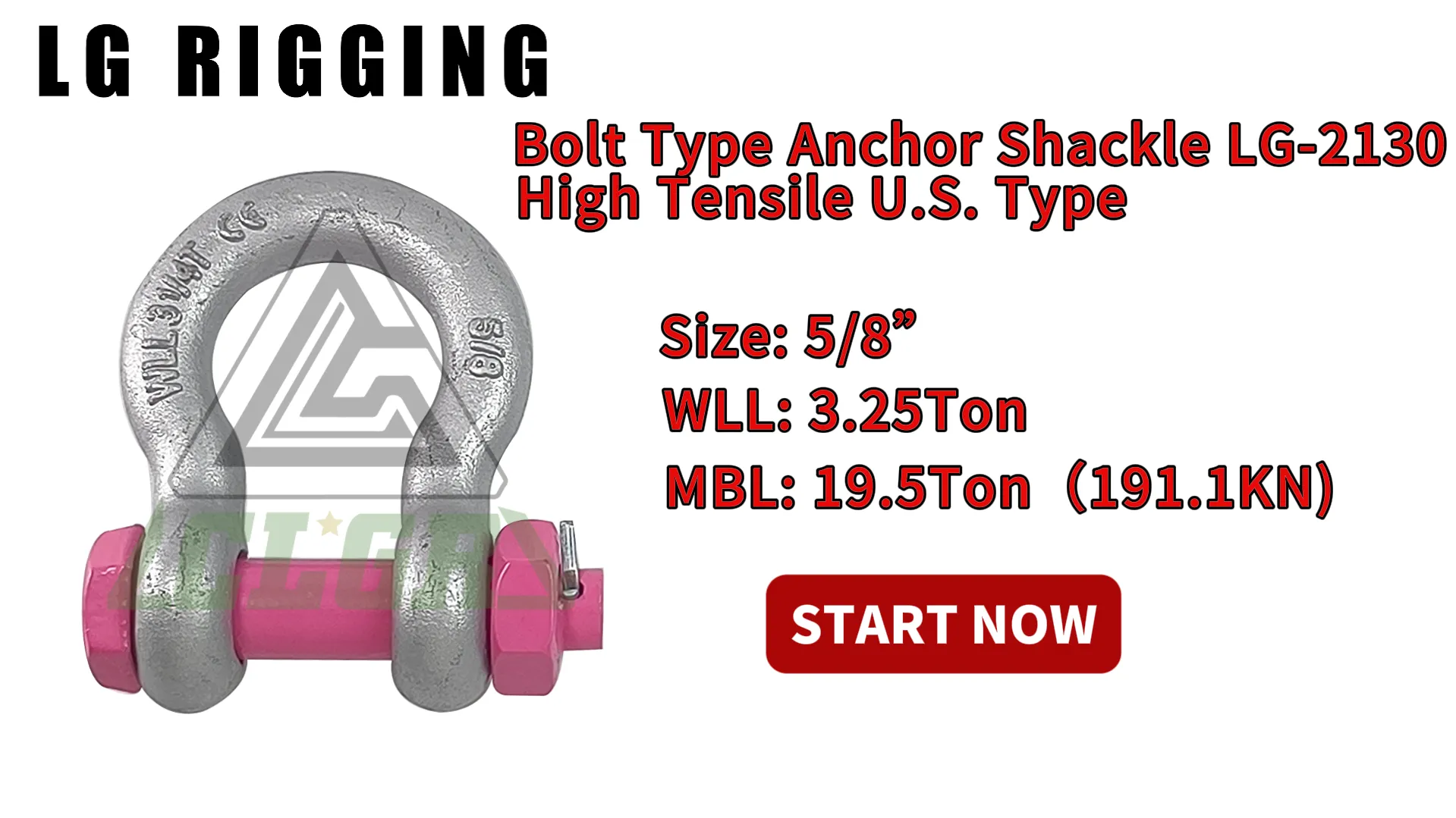 CLGR® Break Test 5/8'' Bolt Type Anchor Shackle High Tensile U.S. Type