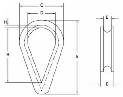  Drawing CLGR® Galvanized Wire Rope Thimble DIN 6899 A