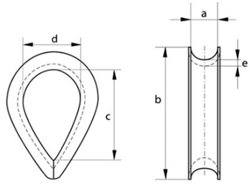 drawing Galvanised Wire Rope Thimble BS464 Type HDG EN13411-1 / DIN3090 drawing Galvanised Wire Rope Thimble BS464 Type HDG EN13411-1 / DIN3090