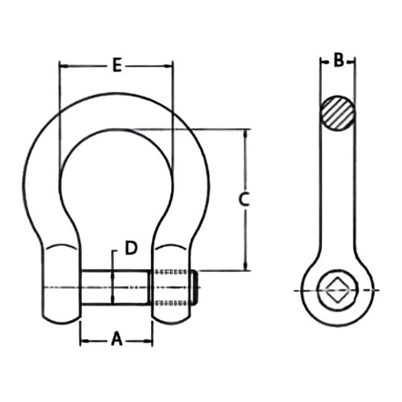 drawing-clgr-high-tensile-bow-shackle-square-sunken-head-pin-for-trawling drawing-clgr-high-tensile-bow-shackle-square-sunken-head-pin-for-trawling