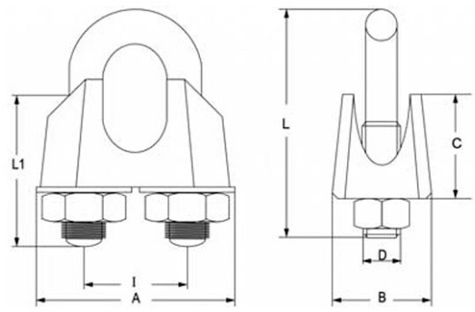 Specifications of CLGR® DIN 741 Type Malleable Wire Rope Clip Galvanized Specifications of CLGR® DIN 741 Type Malleable Wire Rope Clip Galvanized