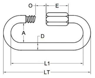Drawing CLGR® Stainless Steel Long Quick Link Drawing CLGR® Stainless Steel Long Quick Link