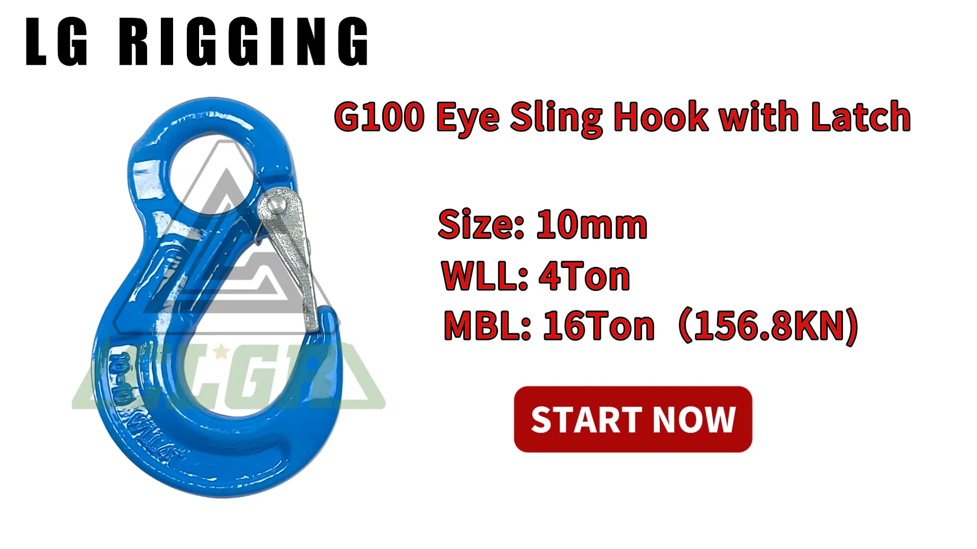 CLGR® Break Test 10mm G100 Eye Sling Hook with Latch