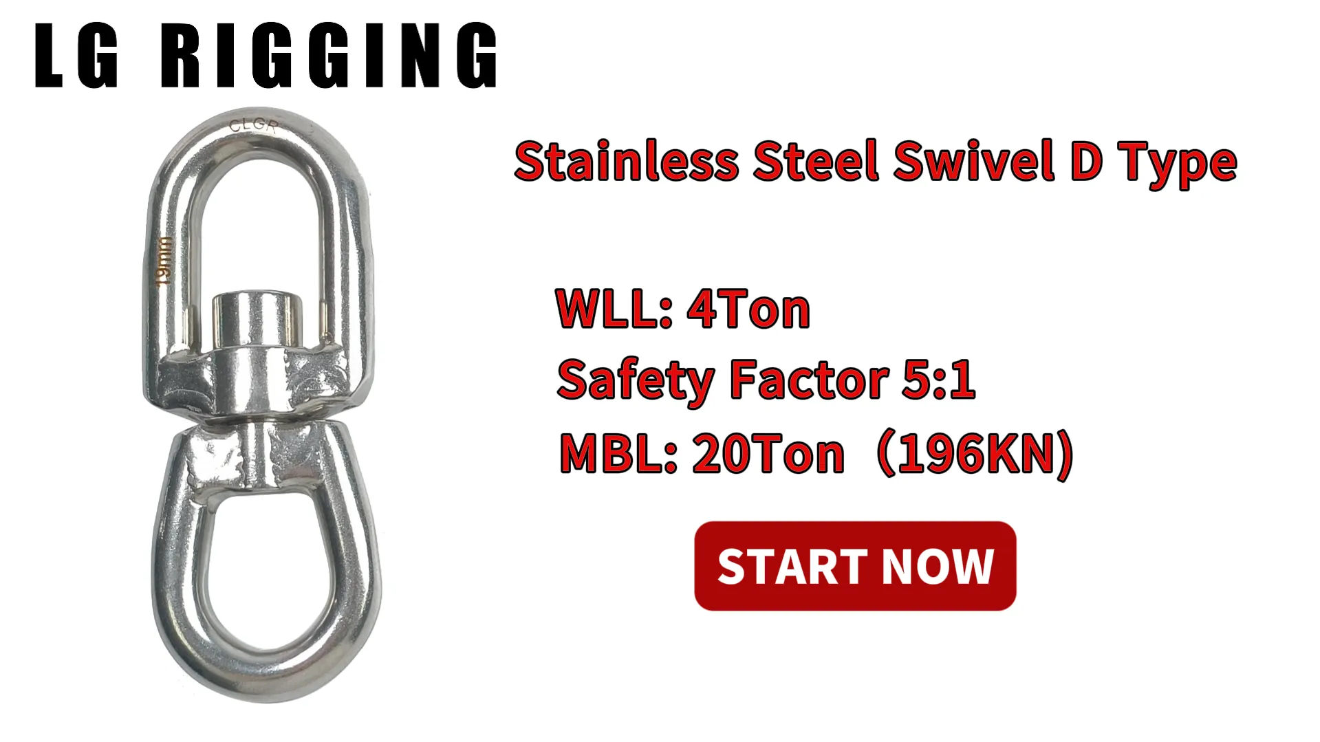 CLGR® Break Test 4Ton Stainless Steel Swivel D Type