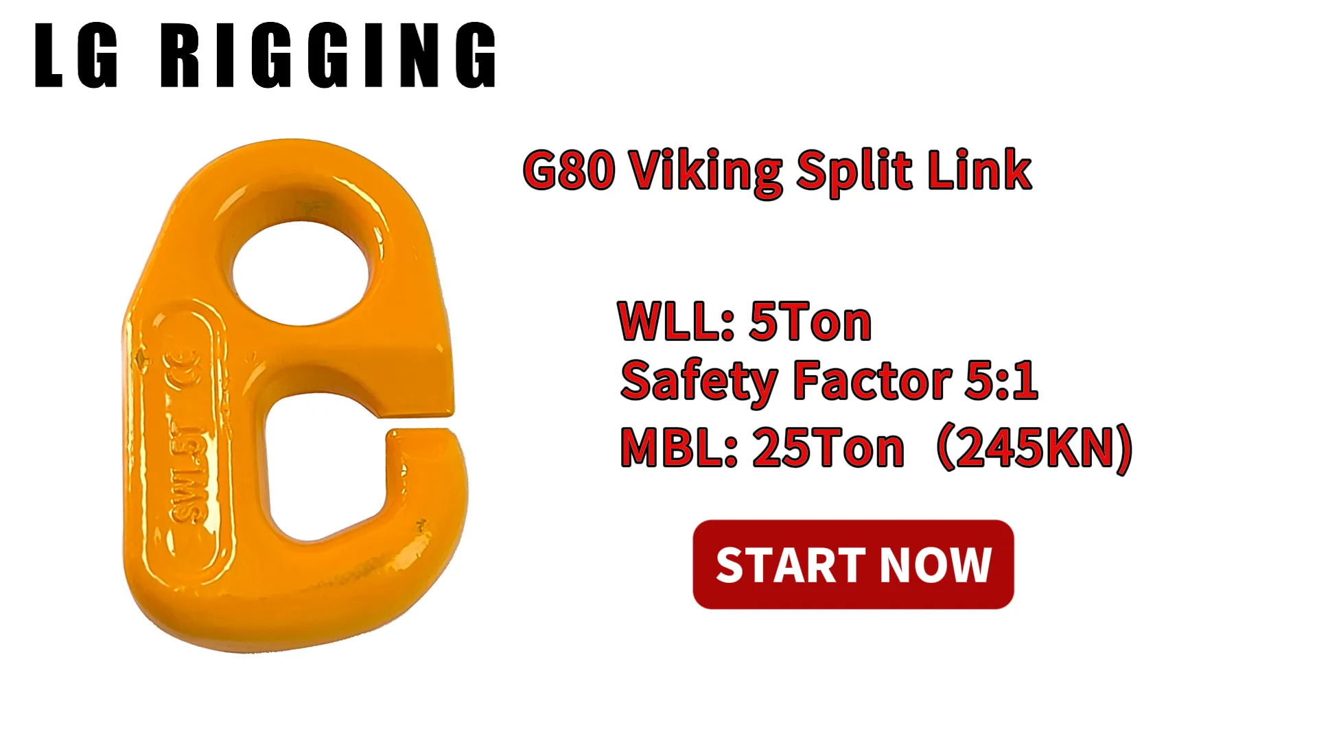 CLGR® Break Test 5Ton G80 Viking Split Link Yellow Painted
