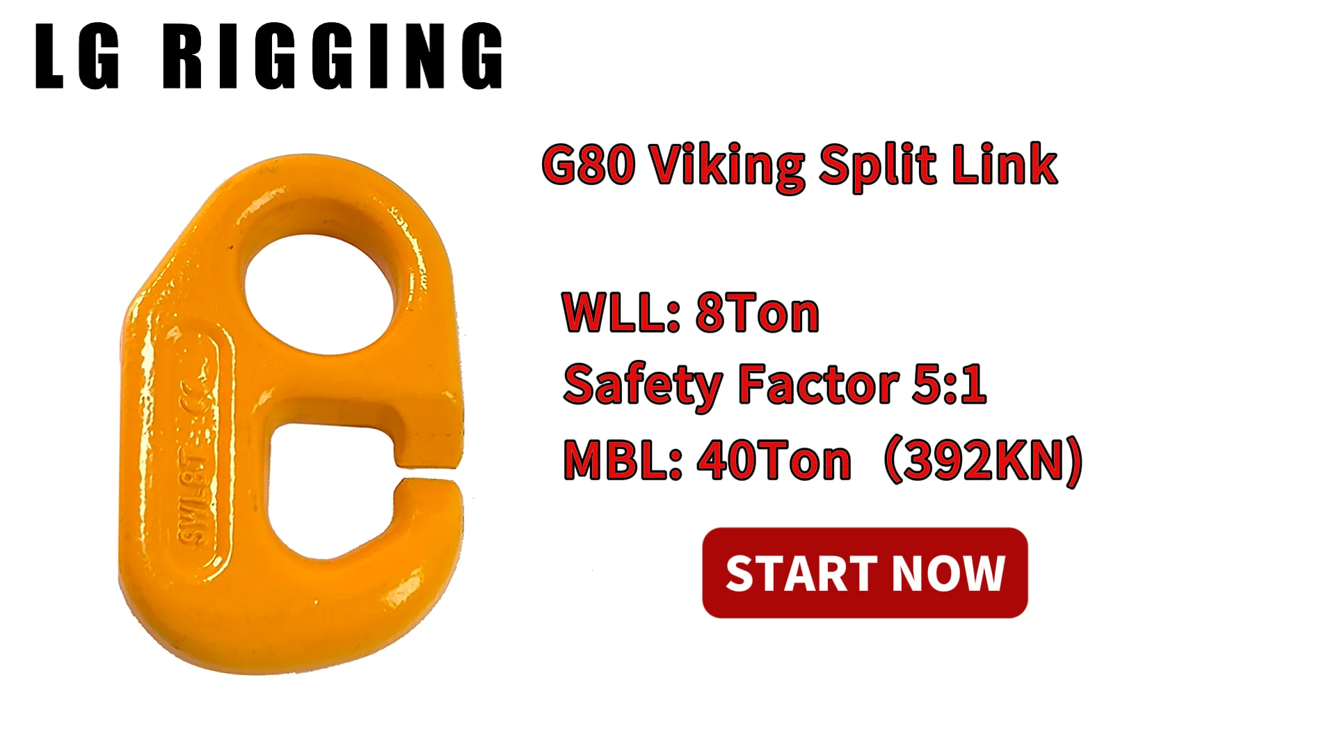 CLGR® Break Test 8Ton G80 Viking Split Link Yellow Painted