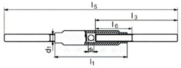 Drawing of CLGR® DIN 1478 Turnbuckle With Stub End
