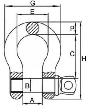 drawing-of-clgr-nonrated-screw-pin-anchor-shackle-u.s.-type