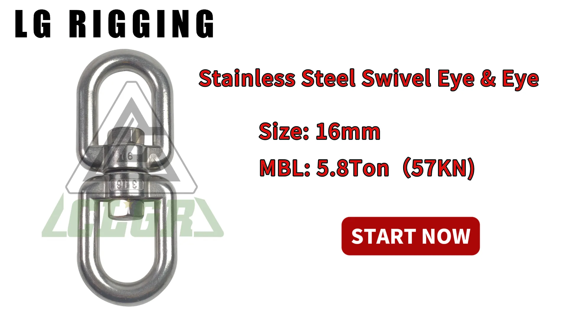 CLGR® Break Test of 16mm Stainless Steel Swivel Eye & Eye