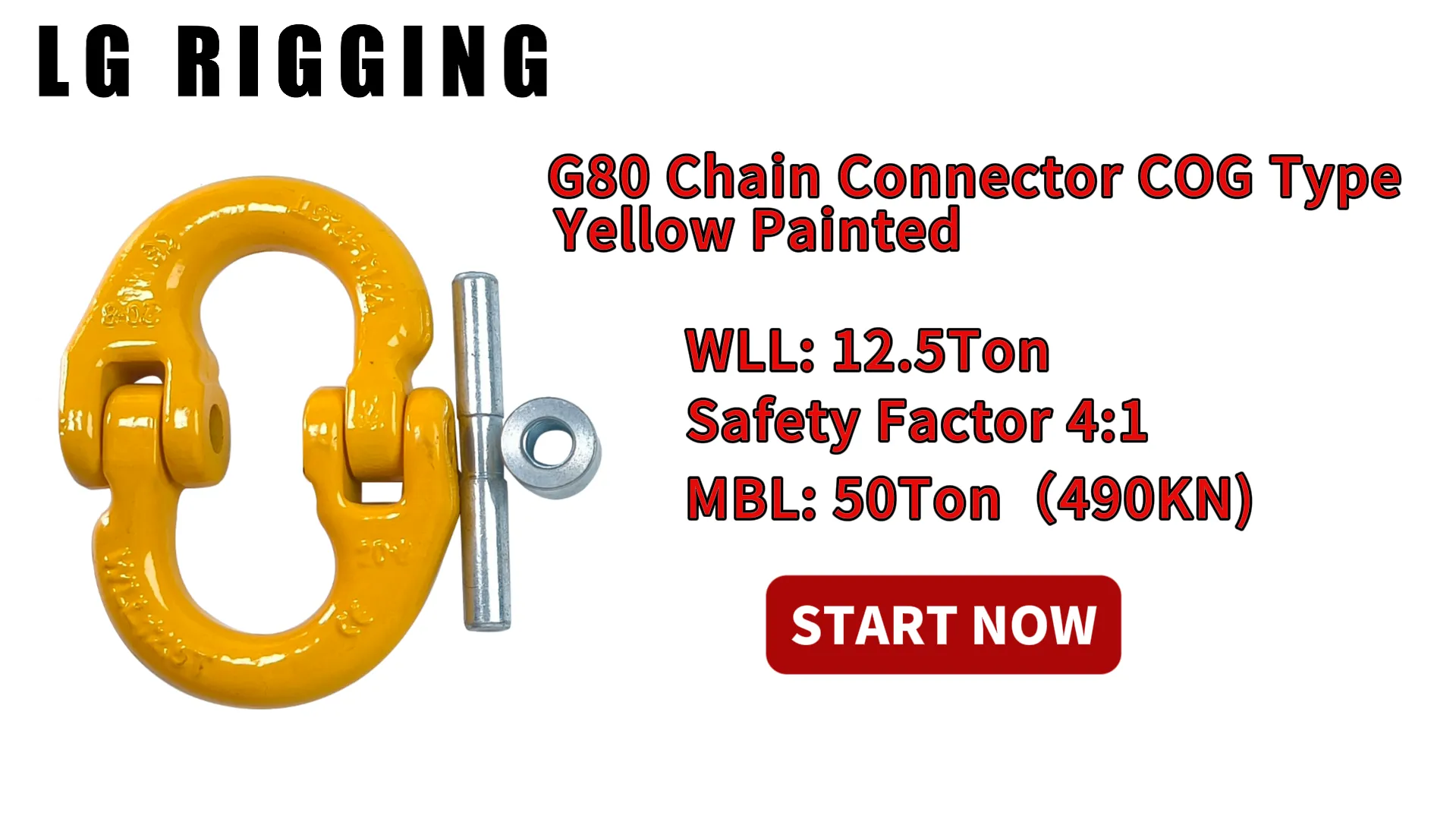CLGR® WLL 12.5 Ton G80 Chain Connectors COG Type Yellow Painted