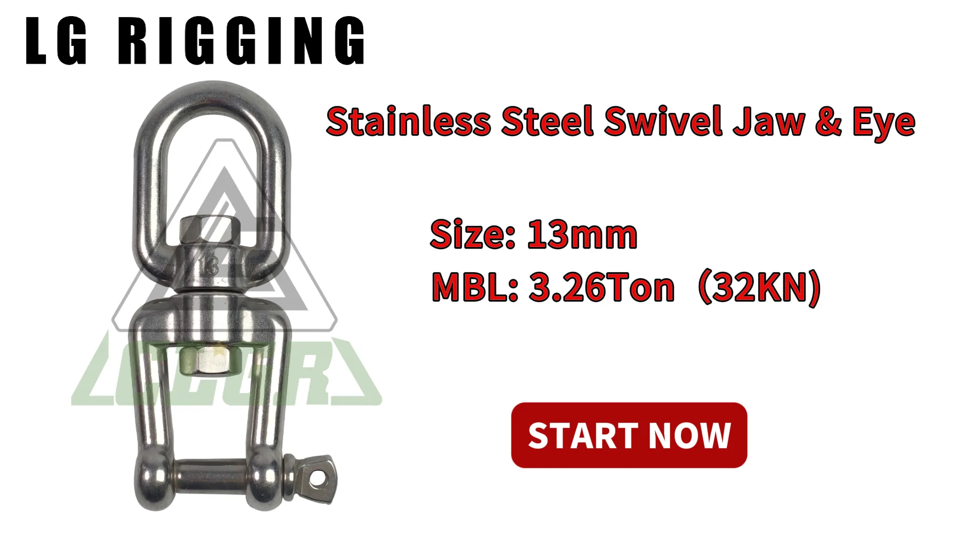 CLGR® Break Test of 13mm Stainless Steel Swivel Jaw & Eye