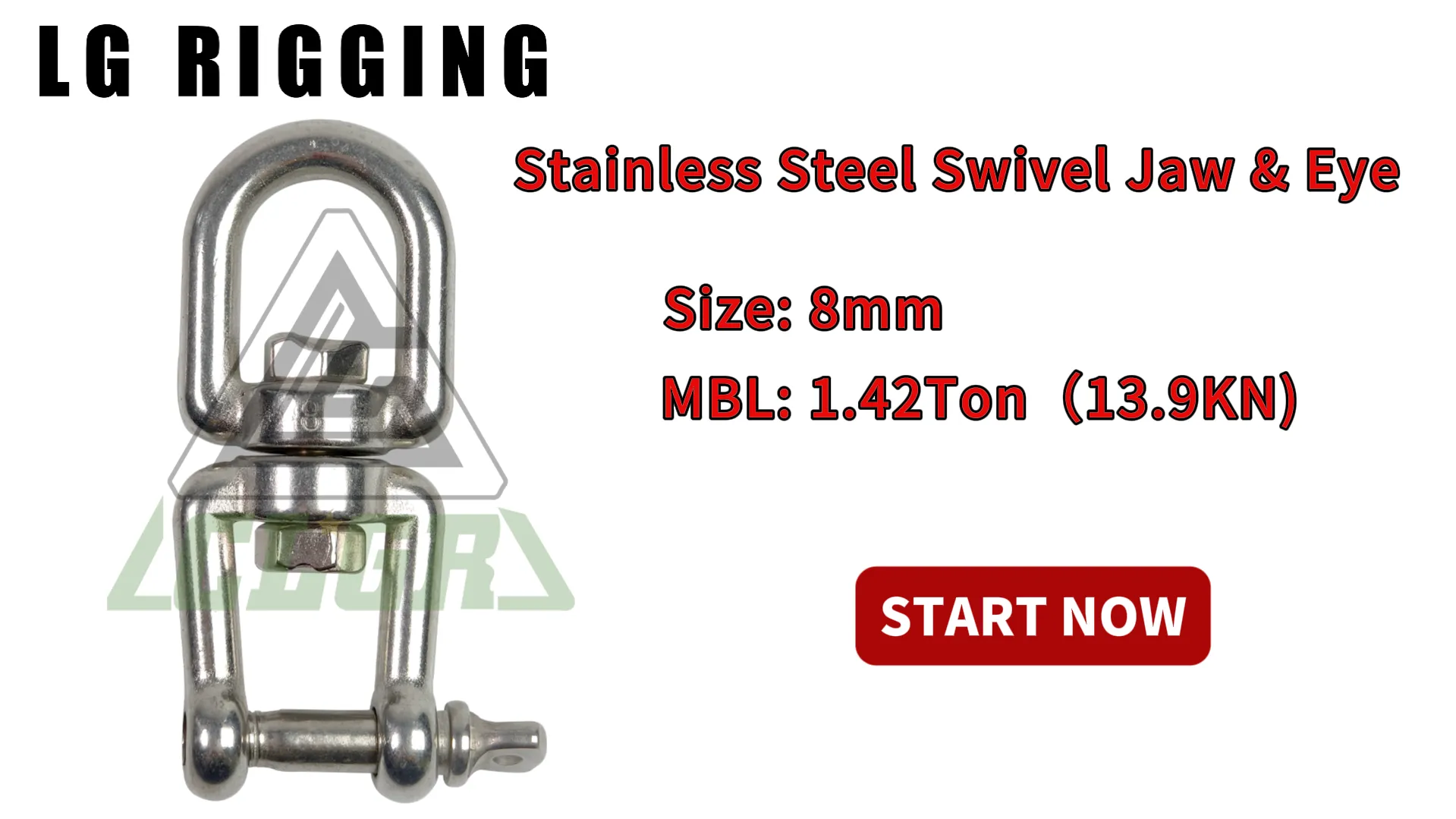 CLGR® Break Test of 8mm Stainless Steel Swivel Jaw & Eye