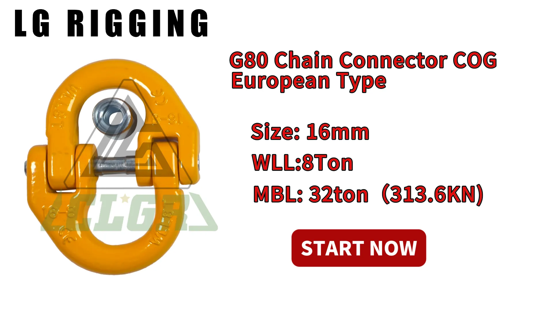 Break Test of 16mm G80 Chain Connector COG European Type Yellow Painted