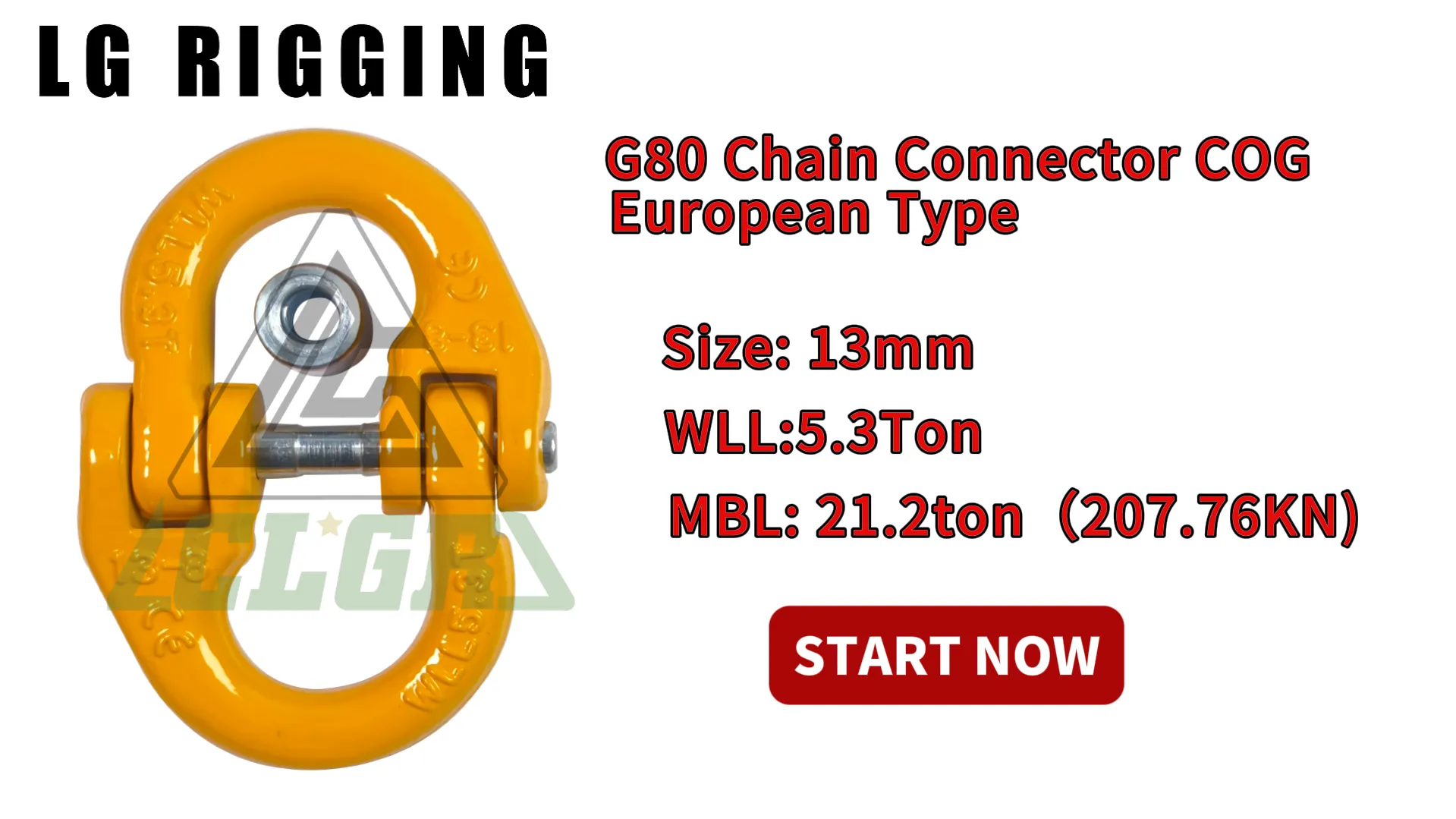 Break Test of 13mm G80 Chain Connector COG European Type Yellow Painted