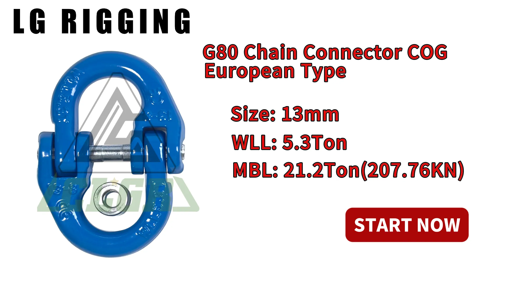 Break Test of 13mm G80 Chain Connector COG European Type Blue Painted