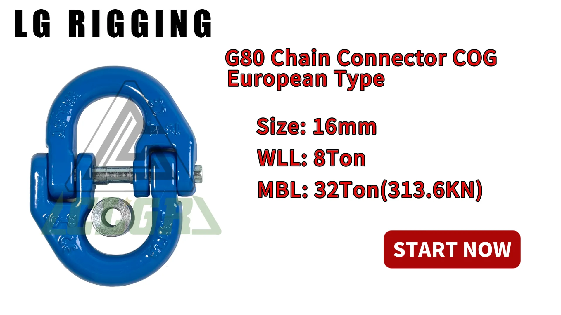 Break Test of 16 mm G80 Chain Connector COG European Type Blue Painted