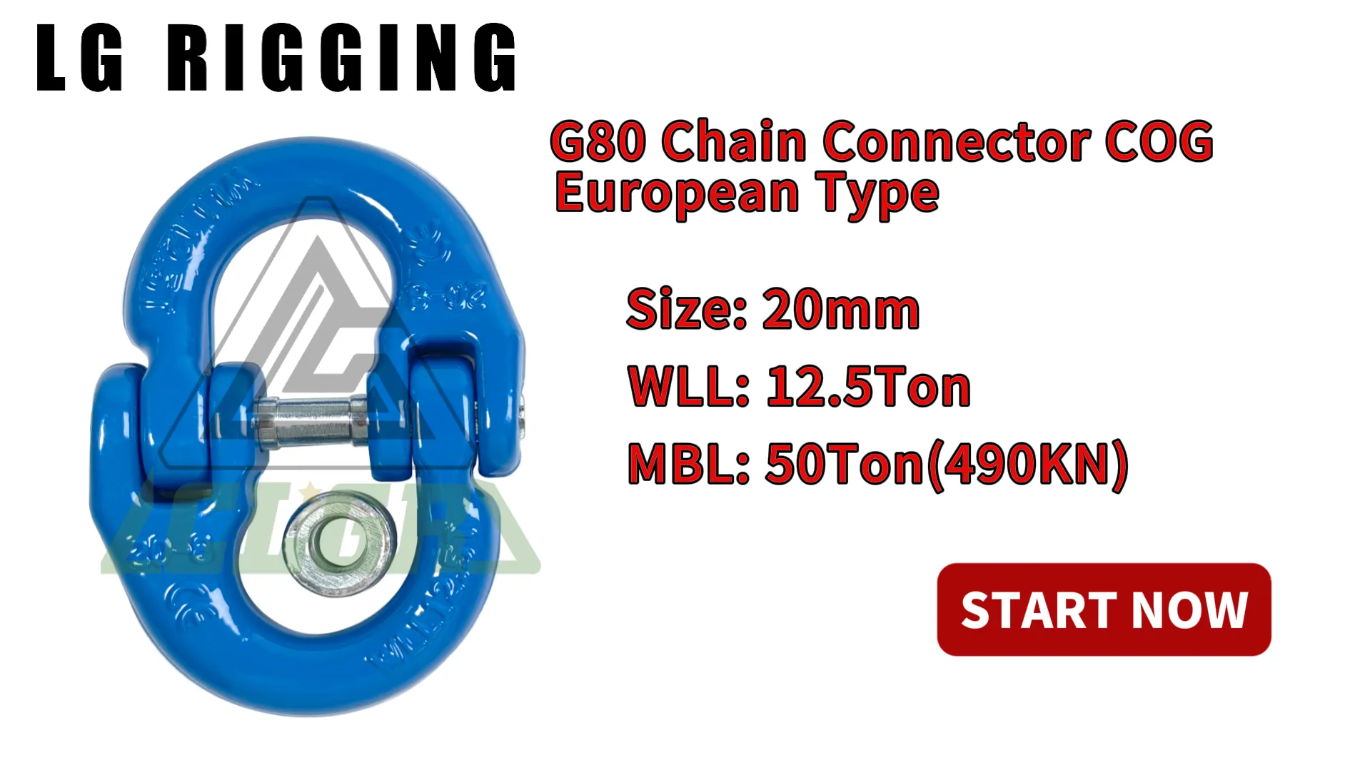 Break Test of CLGR® 20mm G80 Chain Connector COG European Type Blue Painted