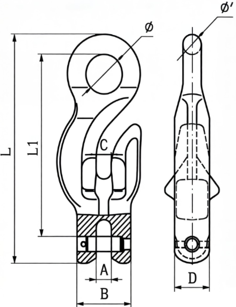 drawing-of-clgr®-grade-100-eye-grab-hook-with-clevis-attachment-china-supplier