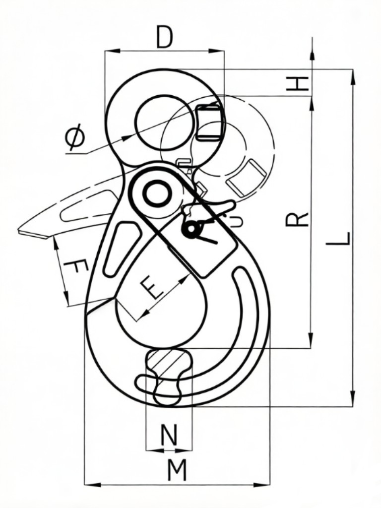 drawing-of-clgr®-g100-eye-safety-hook-for-lifting-china-supplier