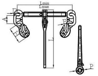 drawing-of-clgr®-g100-ratchet-load-binder-with-safety-hook
