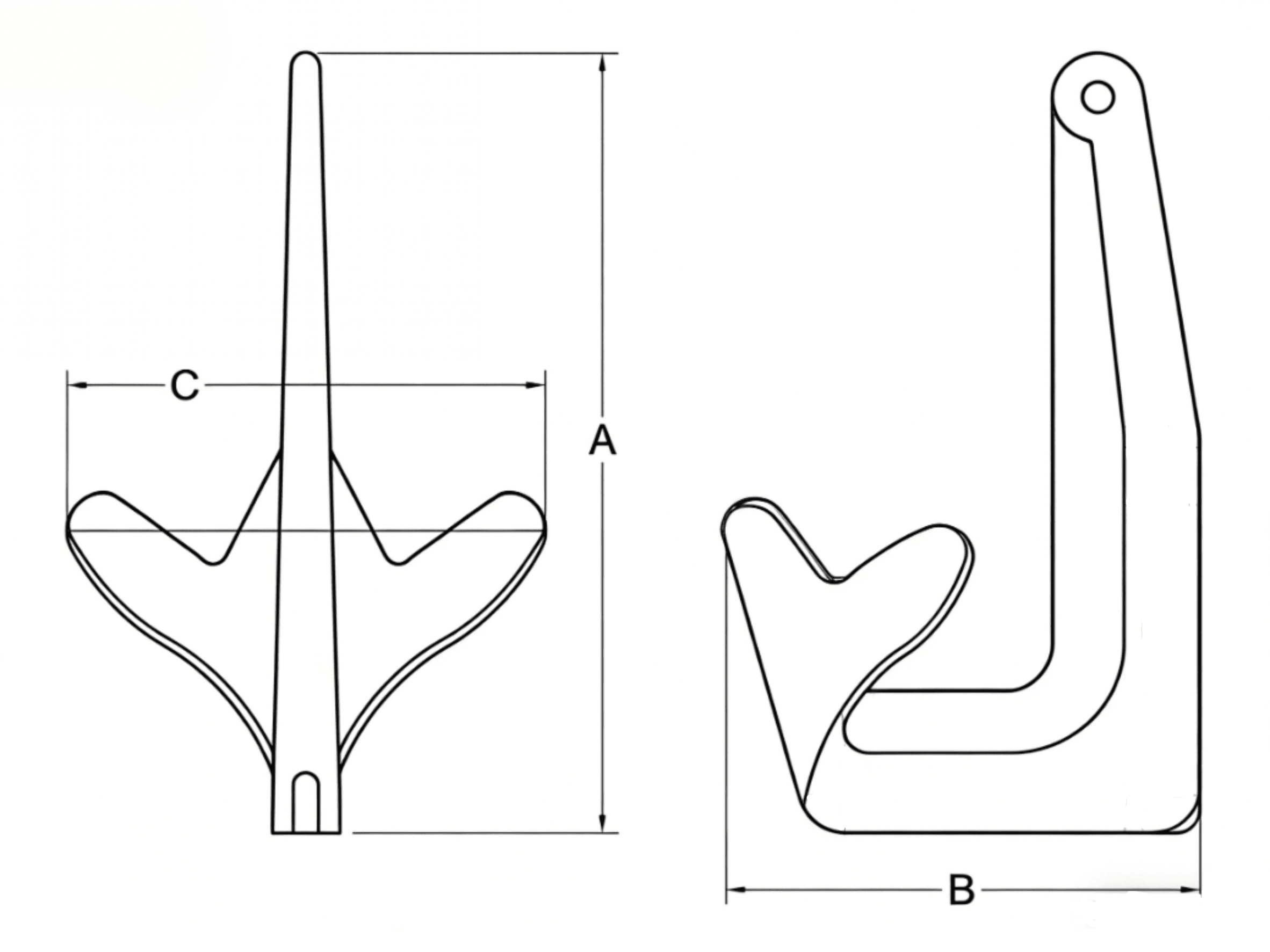 Drawing of CLGR® Stainless Steel Bruce Boat Anchor China Supplier