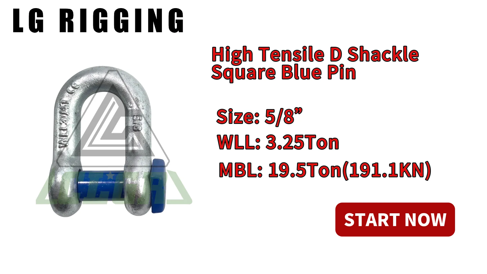 CLGR® Break Test - 5/8'' High Tensile D Shackle Square Blue Painted