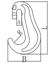 Drawing of CLGR® G80 Lashing Type C Hook with Spring Pin Drawing of CLGR® G80 Lashing Type C Hook with Spring Pin