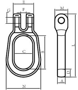 Drawings of CLGR® G80 Container Lifting Clevis Link