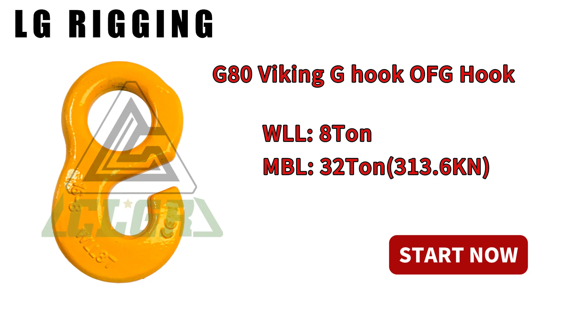 CLGR® Break Test 8Ton G80 OFG Hook, Yellow Painted