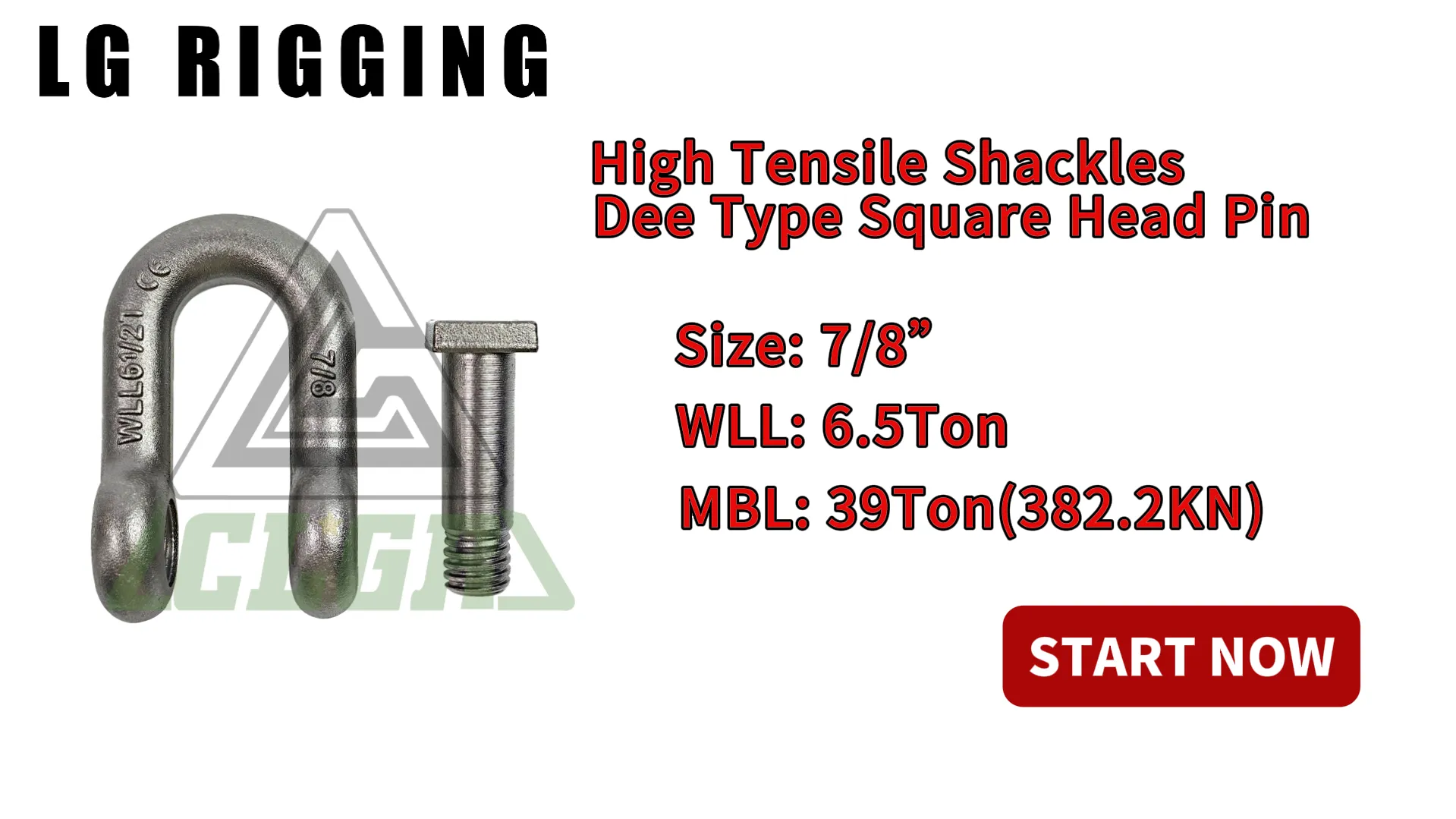 CLGR® Break Test of 7/8'' High Tensile D Shackle Square Head Pin