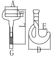 Drawing of CLGR® G80 Twist Eye Choke Hook China Supplier