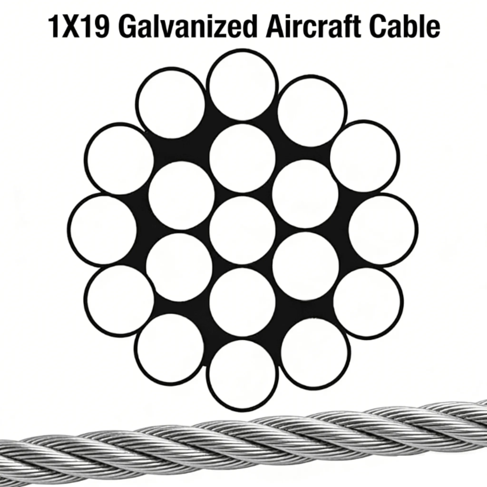 1×19 galvanized aircraft cable