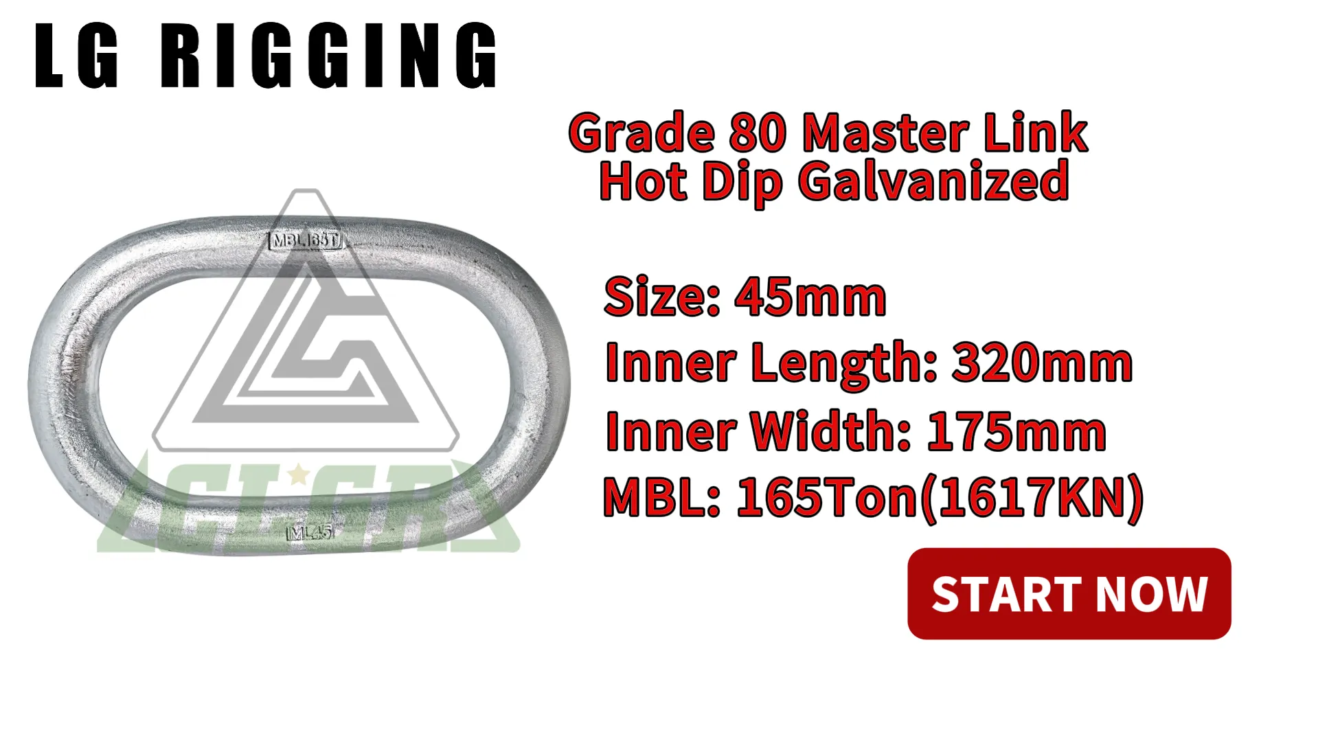 Breaking Strength Test 45×320×175mm Grade 80 Master Link Hot Dip Galvanized