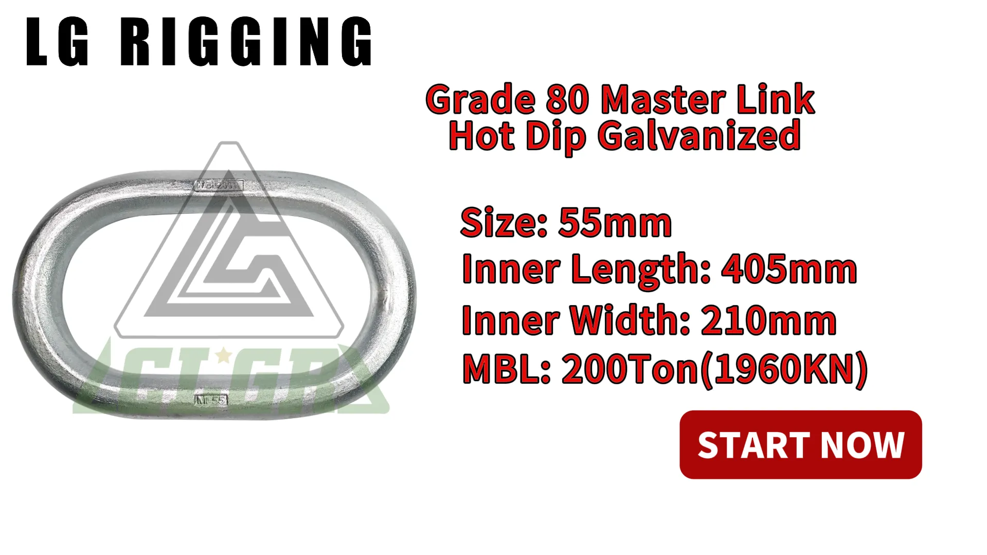 Breaking Strength Test 55x405x210mm MBL200T Grade 80 Master Link Hot Dip Galvanized