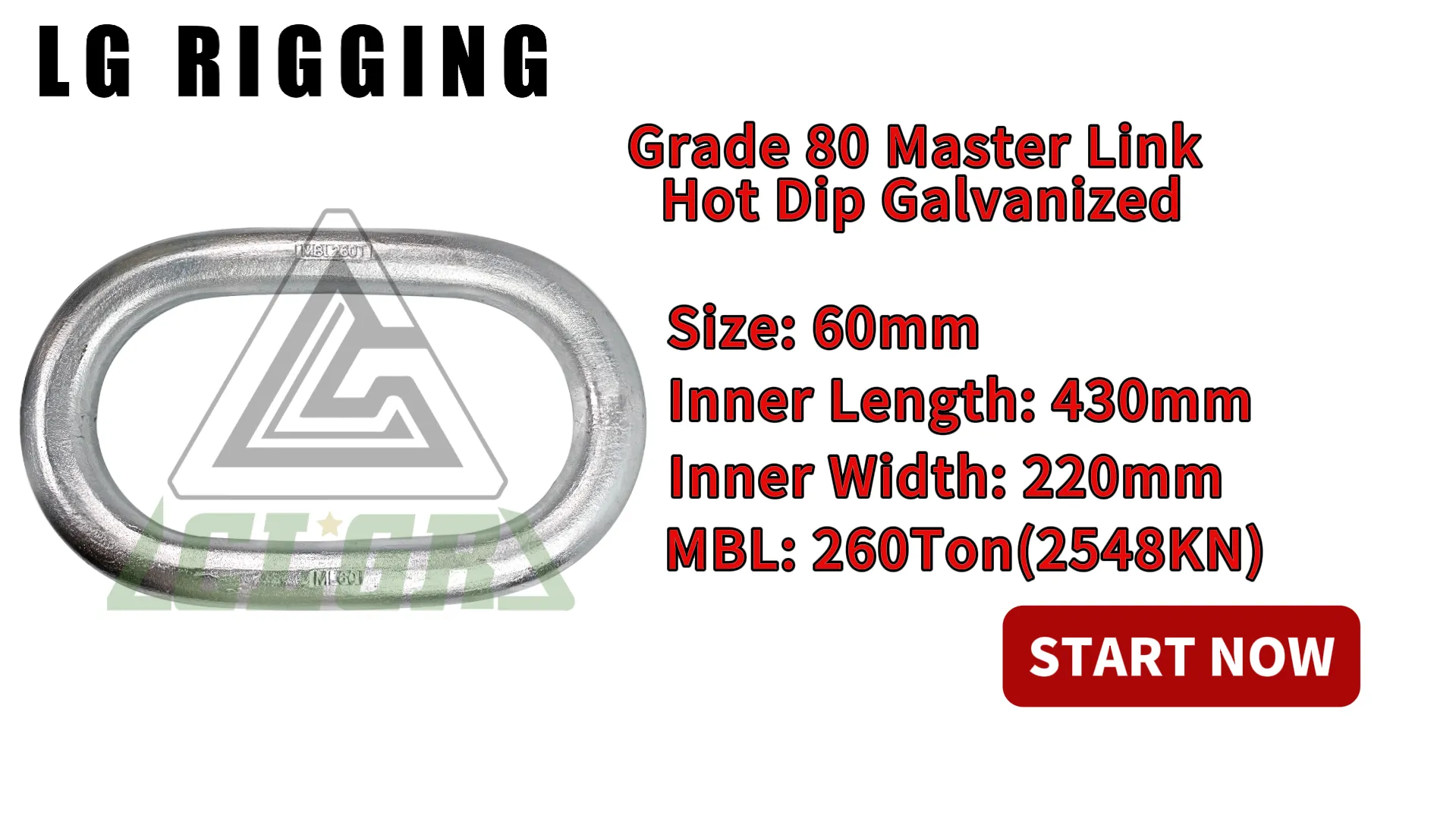 Breaking Strength Test 60x430x220mm MBL260T Grade 80 Master Link Hot Dip Galvanized